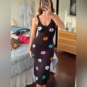 Floral Black Midi Dress